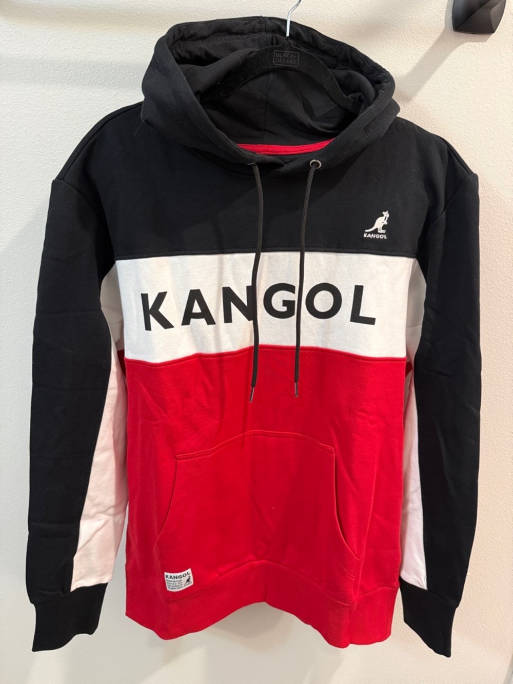 Kangol Black White Red Colorblock Hoodie with Logo